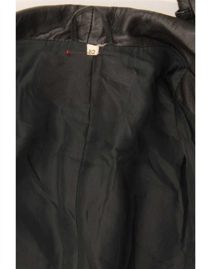 Casaco masculino vintage de couro com peito duplo IT 52 XL preto
