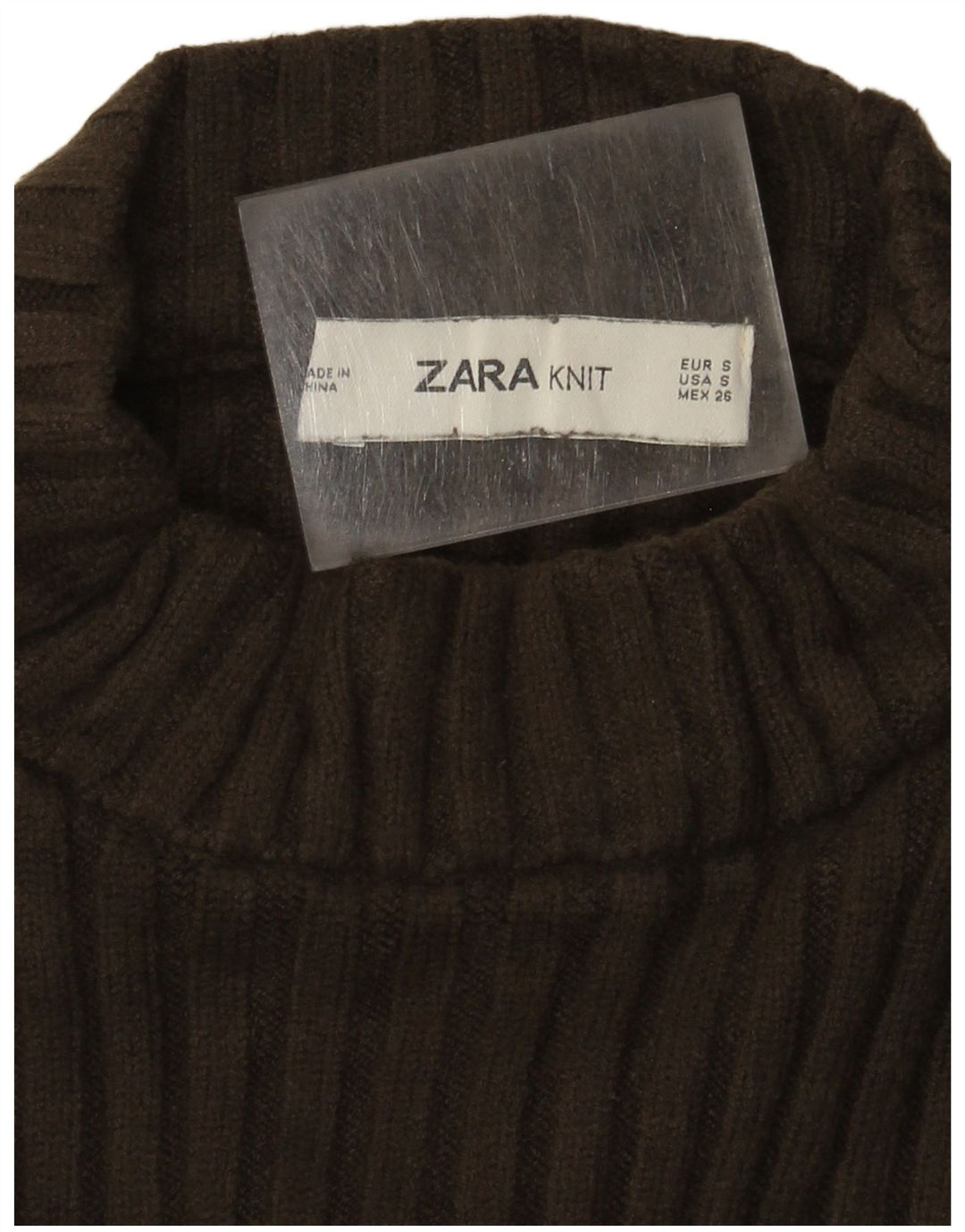 Suéter feminino Zara com gola alta e gola tartaruga, Reino Unido 10 pequeno cáqui