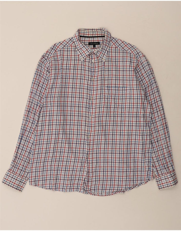 Camisa masculina de flanela JAMES PRINGLE grande algodão xadrez azul