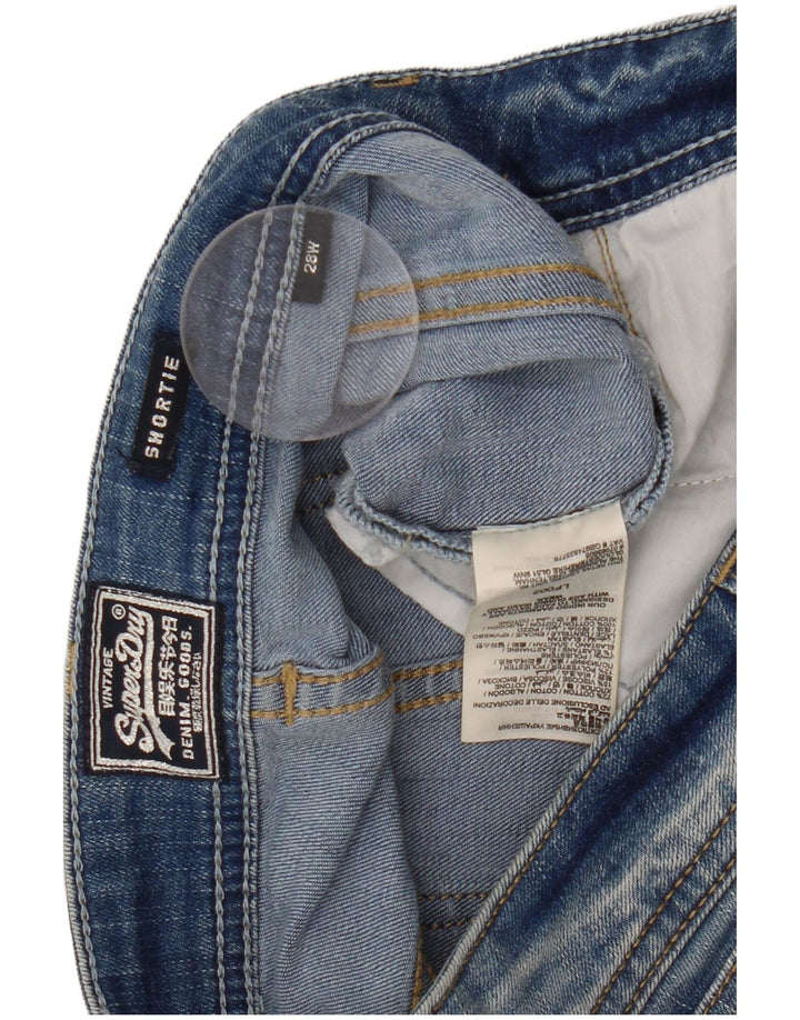 Shorts jeans feminino SUPERDRY W28 algodão azul médio