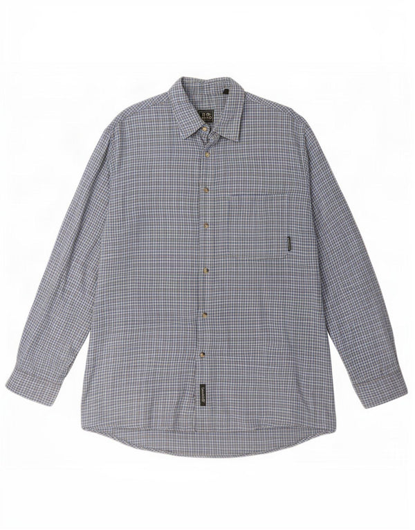 Camisa masculina de flanela Timberland grande algodão xadrez azul