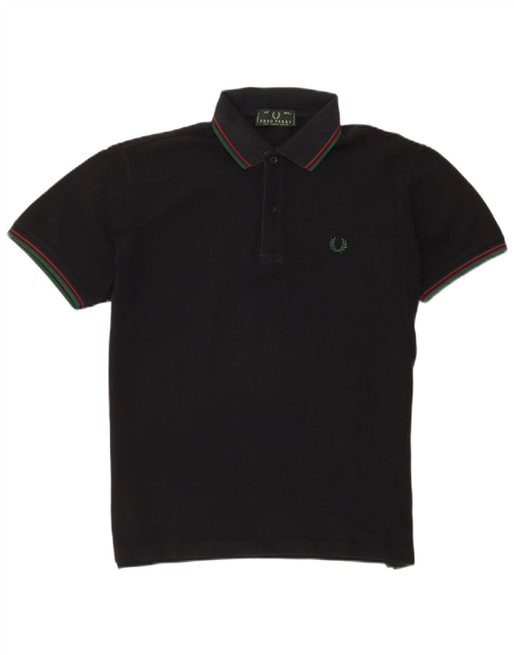 Camisa polo masculina Fred Perry de algodão listrado preto médio