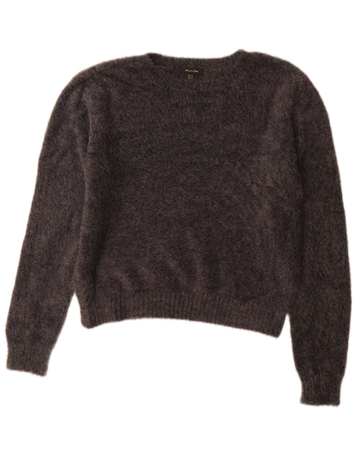 Suéter feminino Massimo Dutti com gola canoa Reino Unido 14 poliamida cinza médio