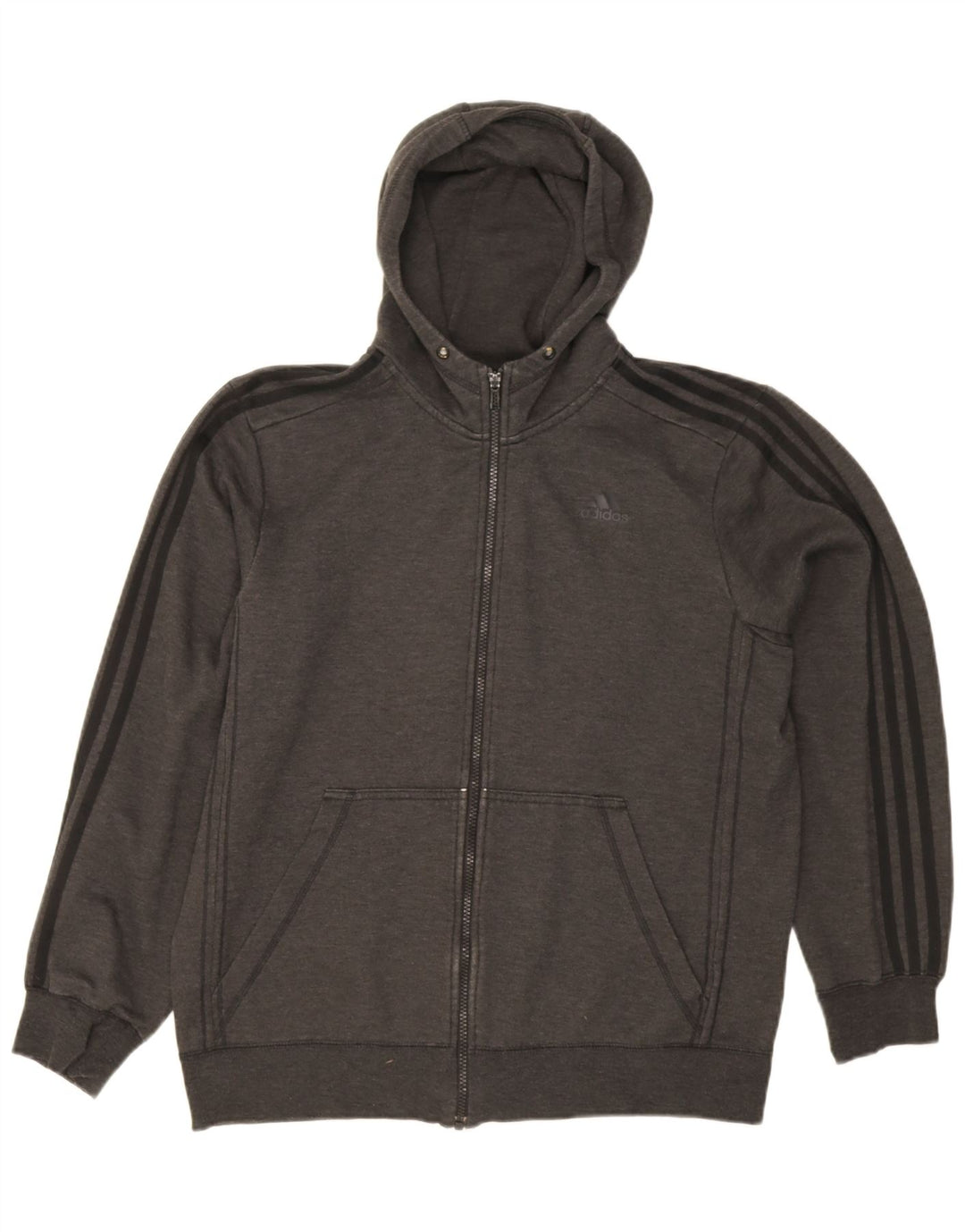 Suéter masculino Adidas Climalite Zip com capuz grande cinza poliéster