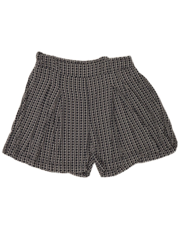 Shorts feminino Fat Face UK 14 grande W34 azul marinho viscose geométrica