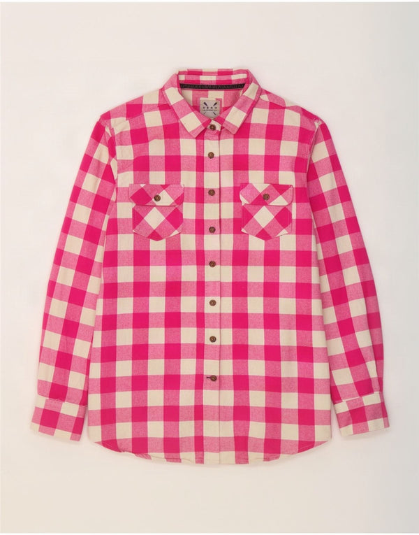 Camisa oversized feminina da Crew Clothing UK 10 algodão guingão rosa pequeno