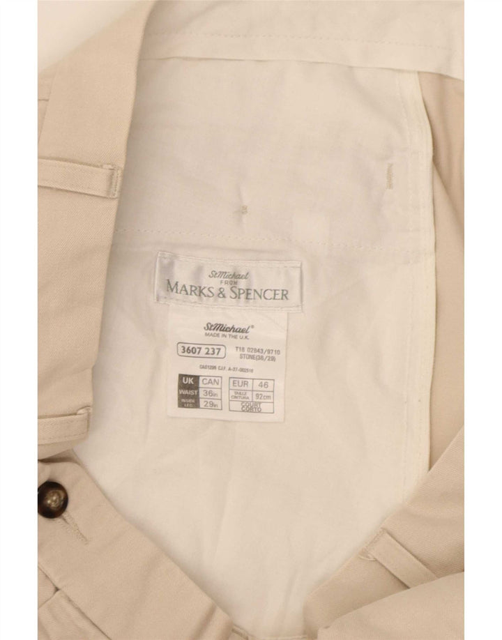 Calça masculina Marks & Spencer com pegged terno W36 L29 algodão bege