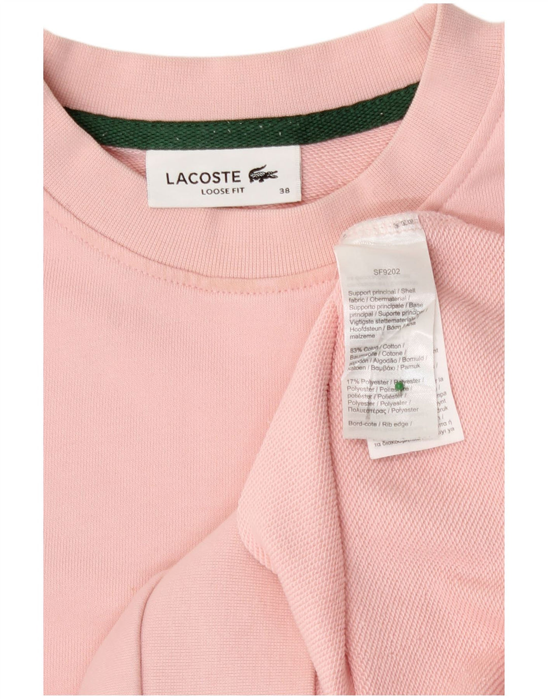 Lacoste moletom feminino folgado tamanho 38 rosa médio