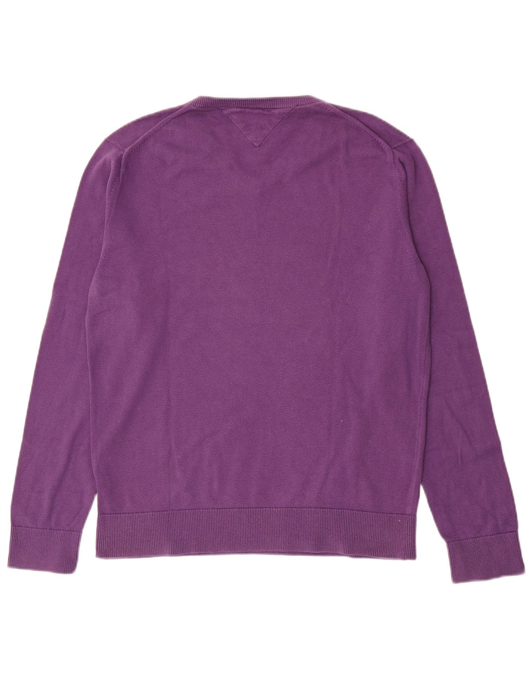 Suéter masculino Tommy Hilfiger com decote em V de algodão roxo médio