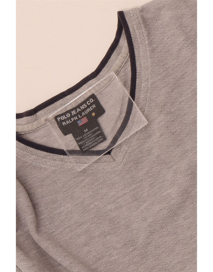 Camiseta masculina Ralph Lauren de algodão manchado cinza médio