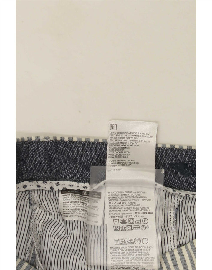 Dockers Mens Chino Shorts W32 Grande Algodão Listrado Cinza