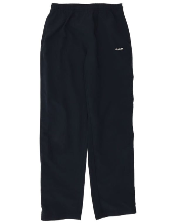 Calça de treino feminino Reebok UK 10 pequeno poliéster azul marinho