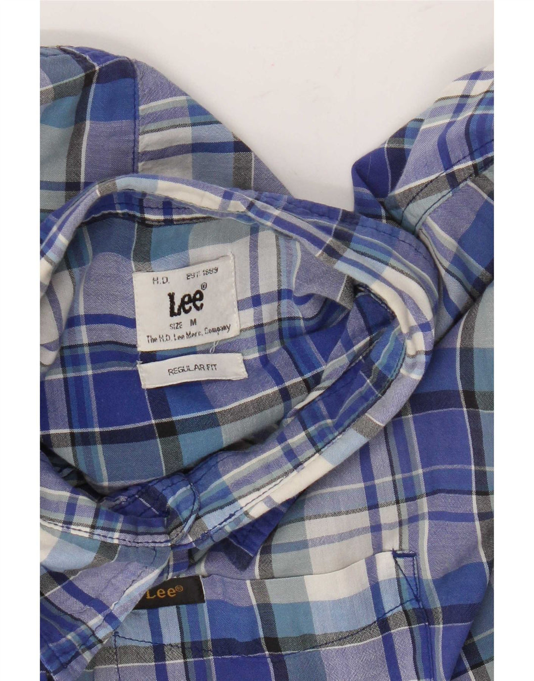 Camisa feminina Lee manga curta regular fit Reino Unido 14 xadrez azul médio