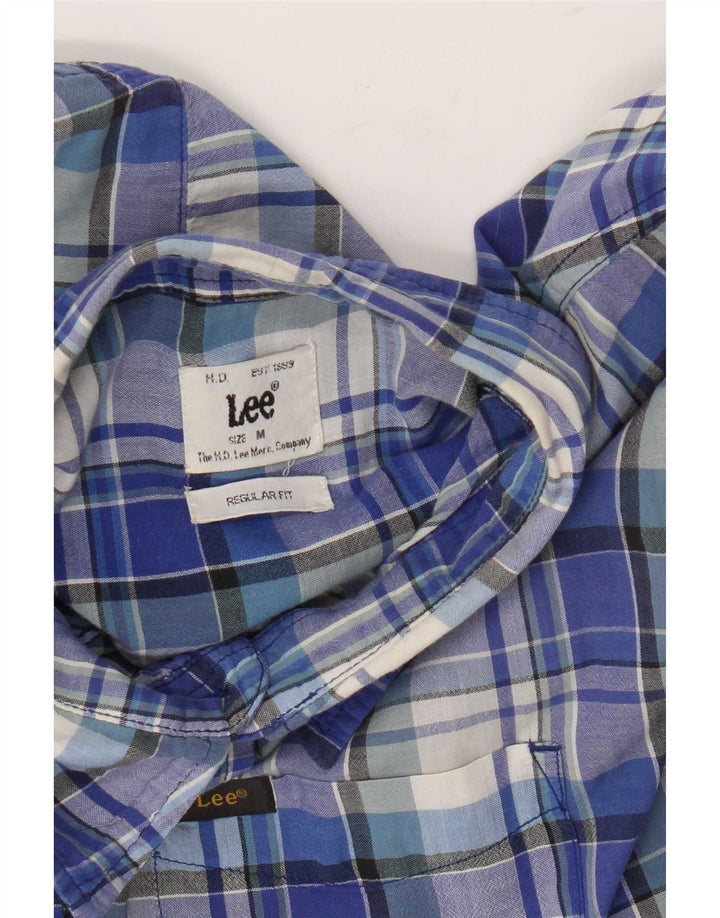 Camisa feminina Lee manga curta regular fit Reino Unido 14 xadrez azul médio
