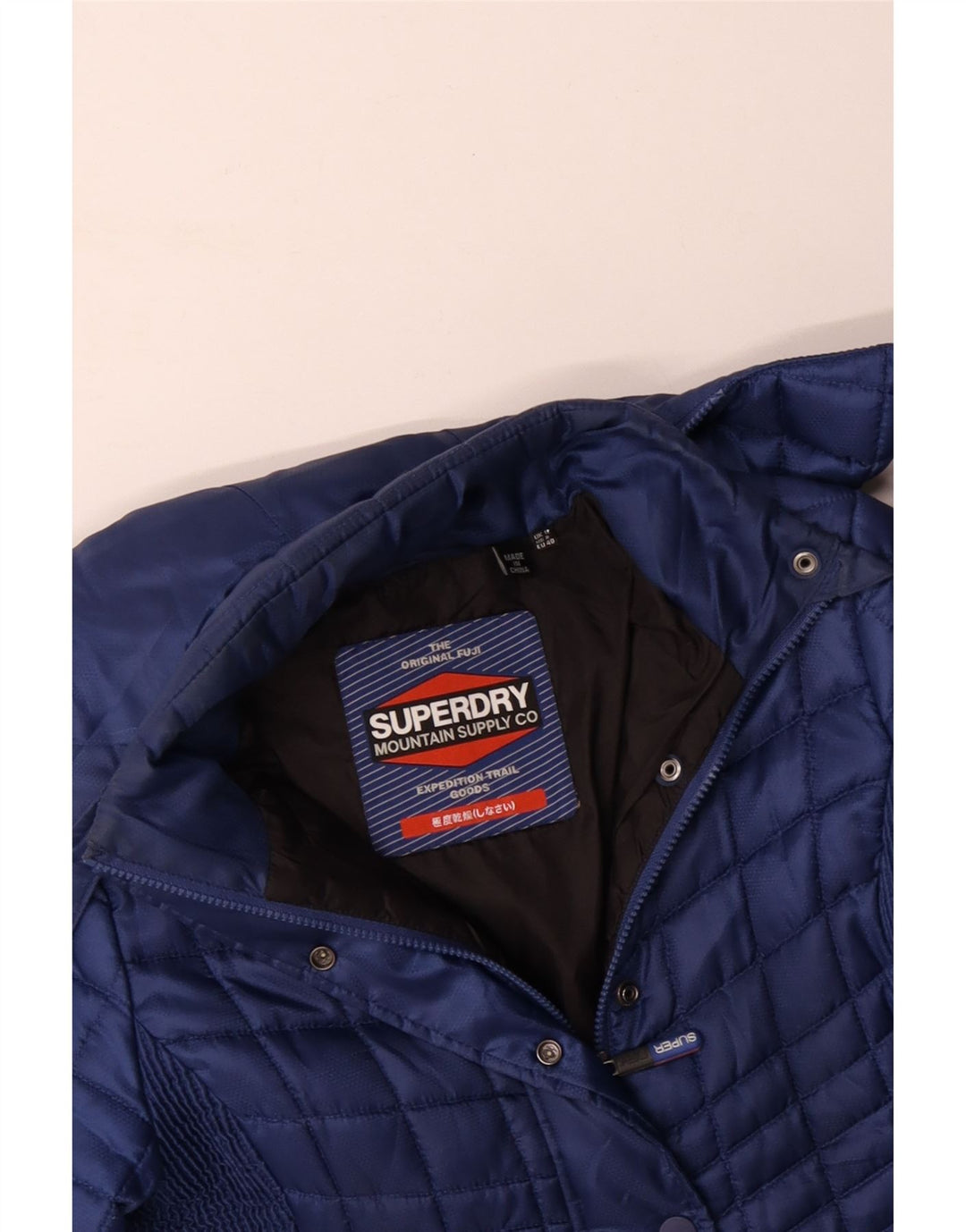 Jaqueta acolchoada com capuz feminina SUPERDRY UK 12 poliéster azul marinho médio