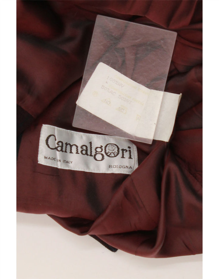 VINTAGE Womens 3 Button Blazer Jacket IT 46 Large Burgundy Check Acrylic