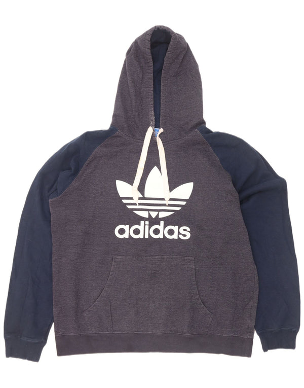 Adidas masculino gráfico moletom com capuz 2XL cinza colorblock algodão