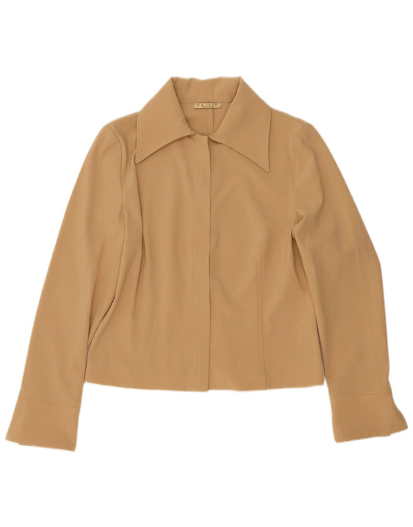 Jaqueta bomber feminina vintage IT 46 grande poliéster bege