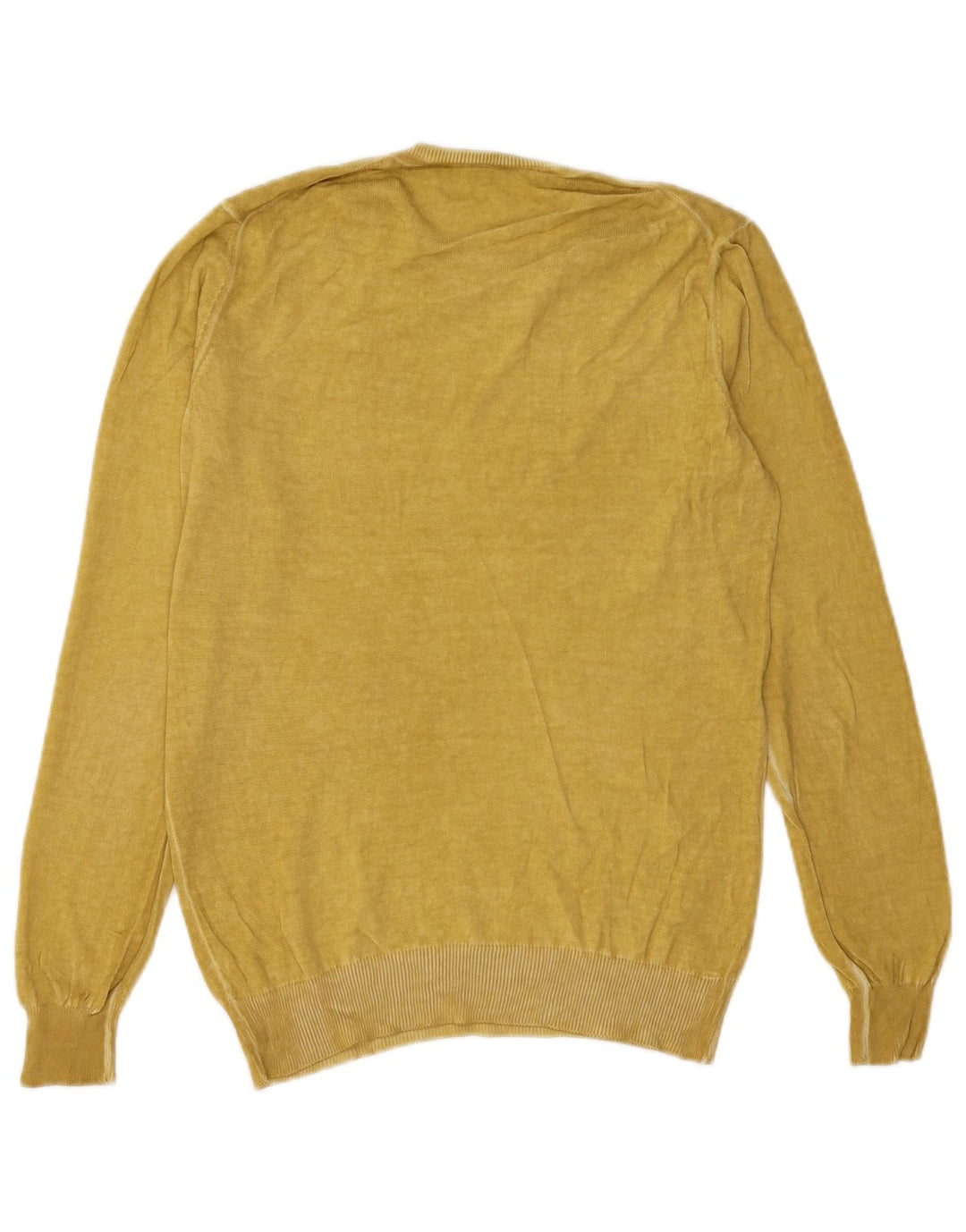 Suéter feminino Sisley com gola redonda UK 14 médio amarelo