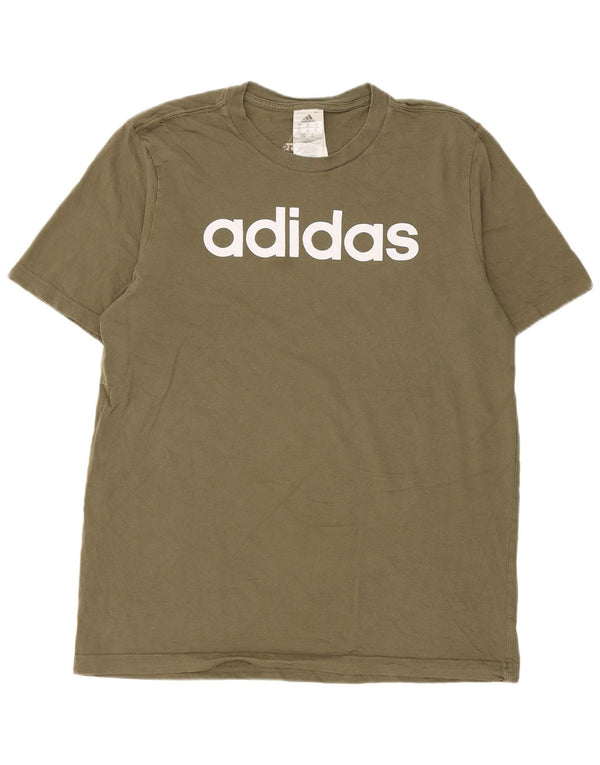 Adidas Mens Graphic T-Shirt Top Médio Algodão Cáqui