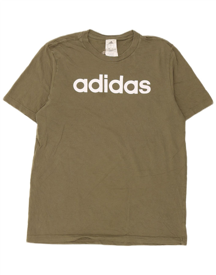 Adidas Mens Graphic T-Shirt Top Médio Algodão Cáqui