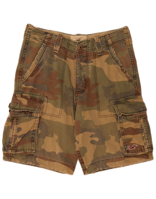 Hollister Mens Cargo Shorts W30 Médio Cáqui Camuflagem Algodão