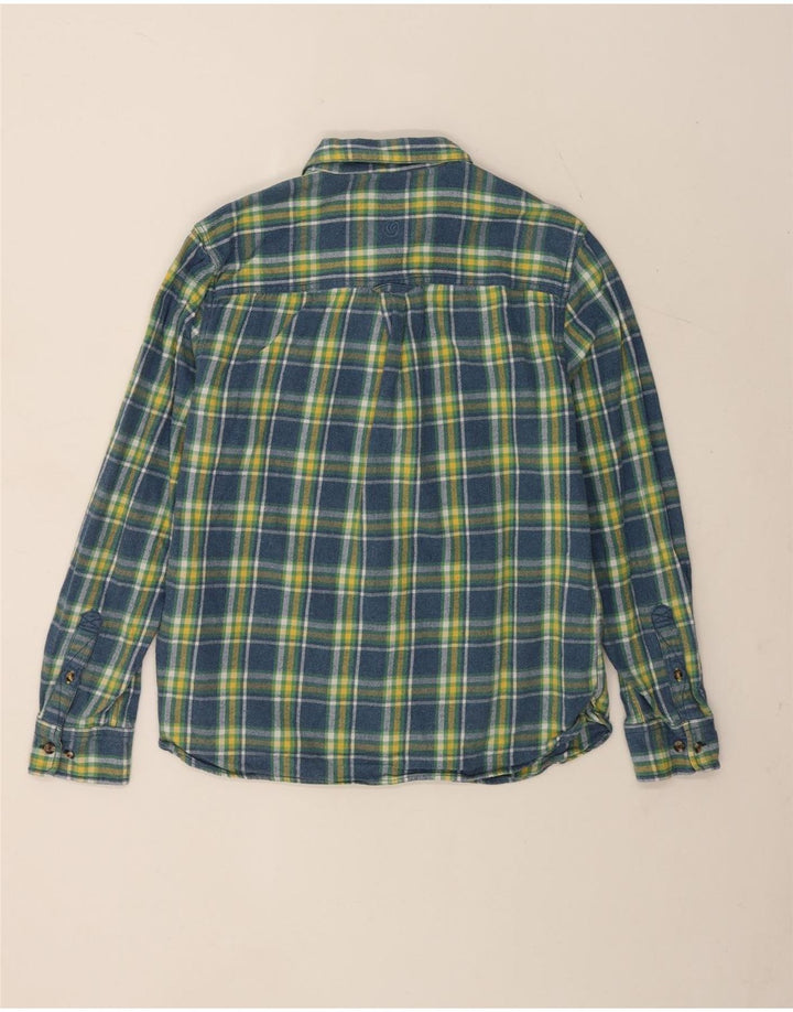 Camisa masculina de flanela Fat Face grande algodão xadrez verde