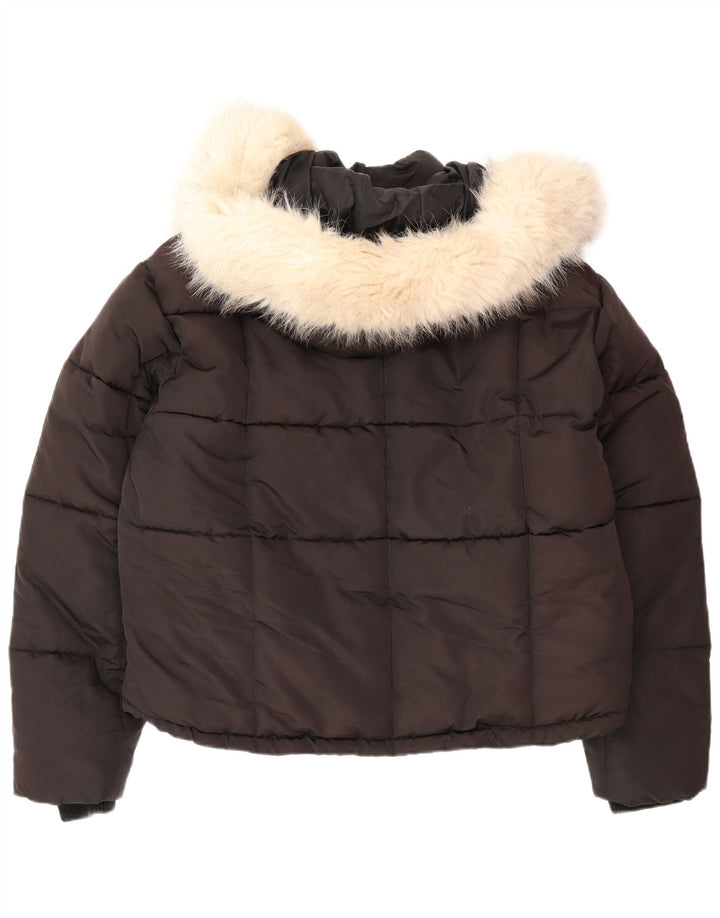 Jaqueta acolchoada grande com capuz feminina Topshop Reino Unido 8 poliéster preto pequeno