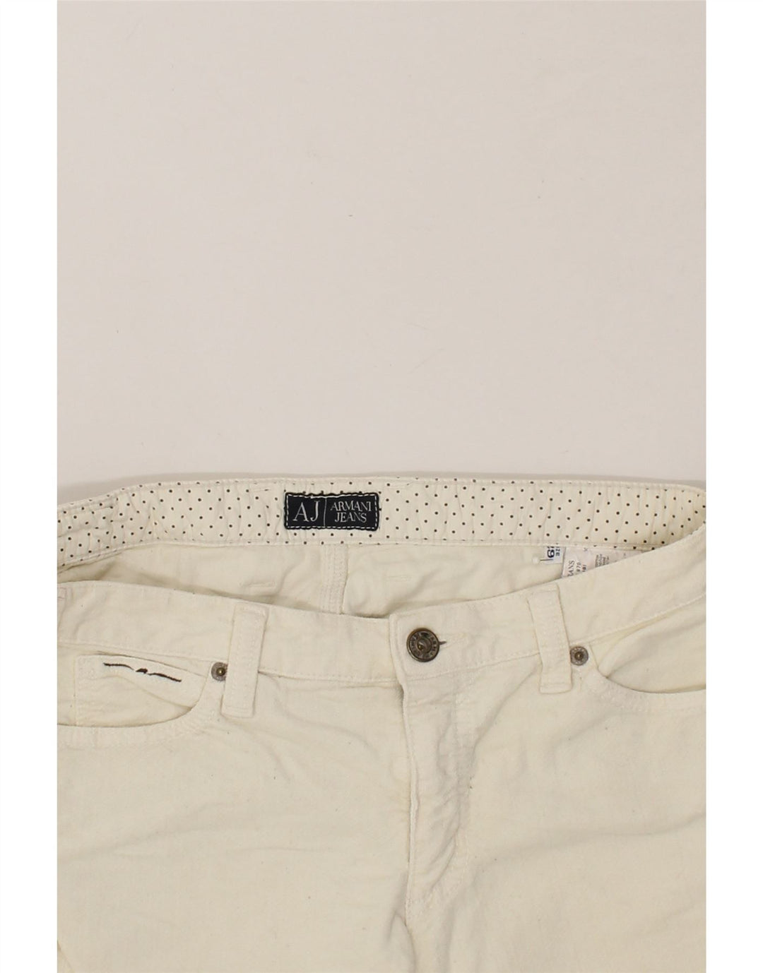 ARMANI Womens Straight Casual Trousers W29 L28  White Cotton Vintage Armani and Second-Hand Armani from Messina Hembry 