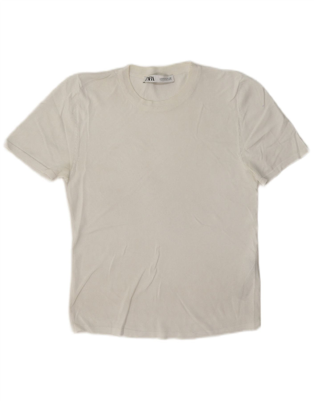 Camiseta feminina Zara UK 12 viscose branca média