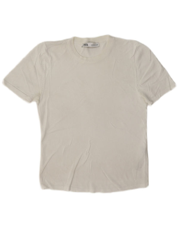 Camiseta feminina Zara UK 12 viscose branca média