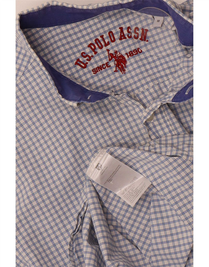 US Polo Assn. Camisa masculina de algodão guingão azul médio