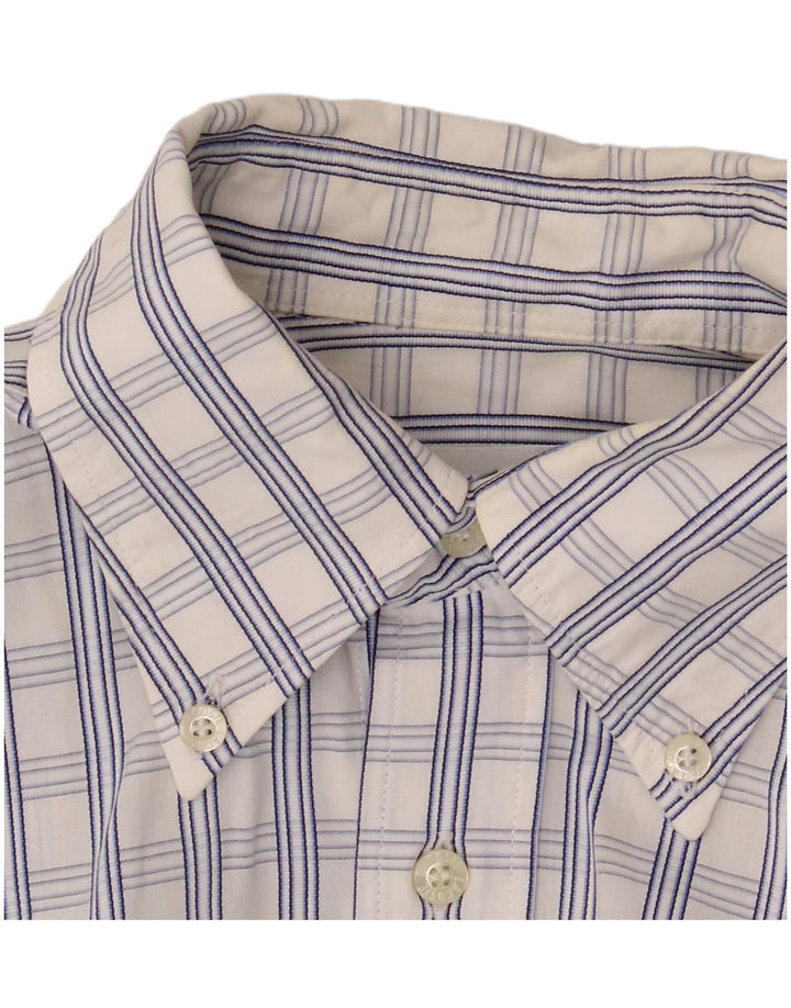 Lacoste camisa masculina de manga curta tamanho 39 médio branco xadrez algodão