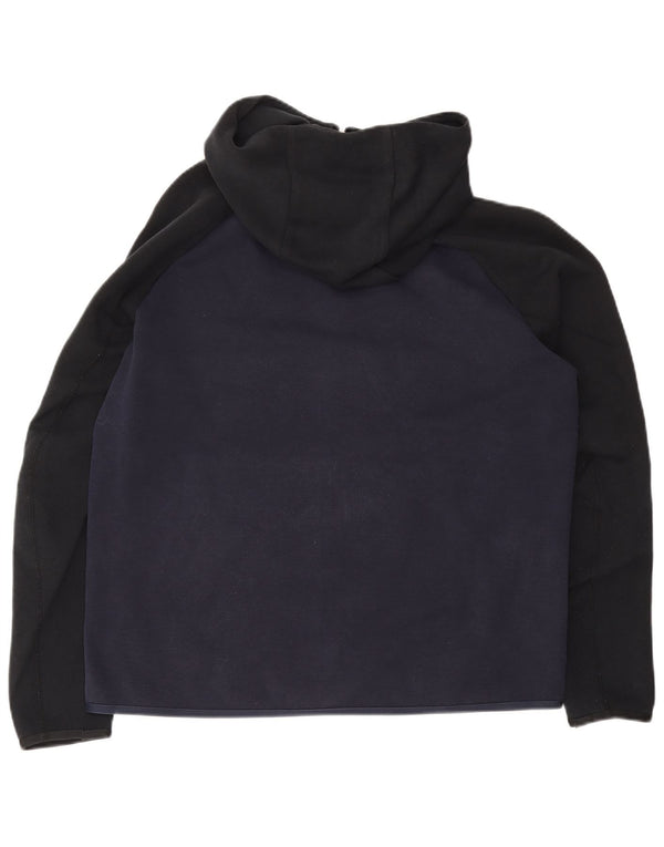 Suéter masculino NIKE com capuz e zíper grande azul marinho de algodão colorido