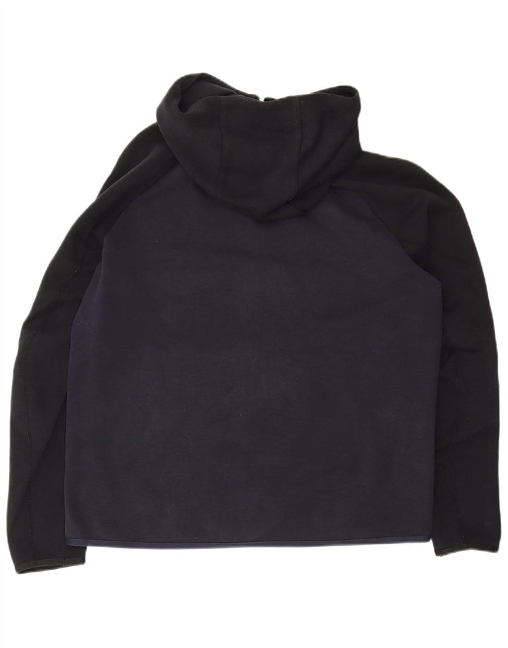 Suéter masculino NIKE com capuz e zíper grande azul marinho de algodão colorido