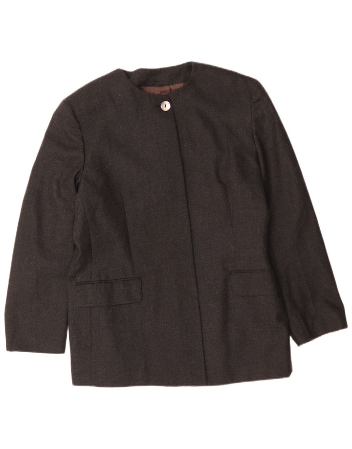 Jaqueta Blazer Vintage Feminina Longline 4 Botões IT 48 XL Lã Cinza