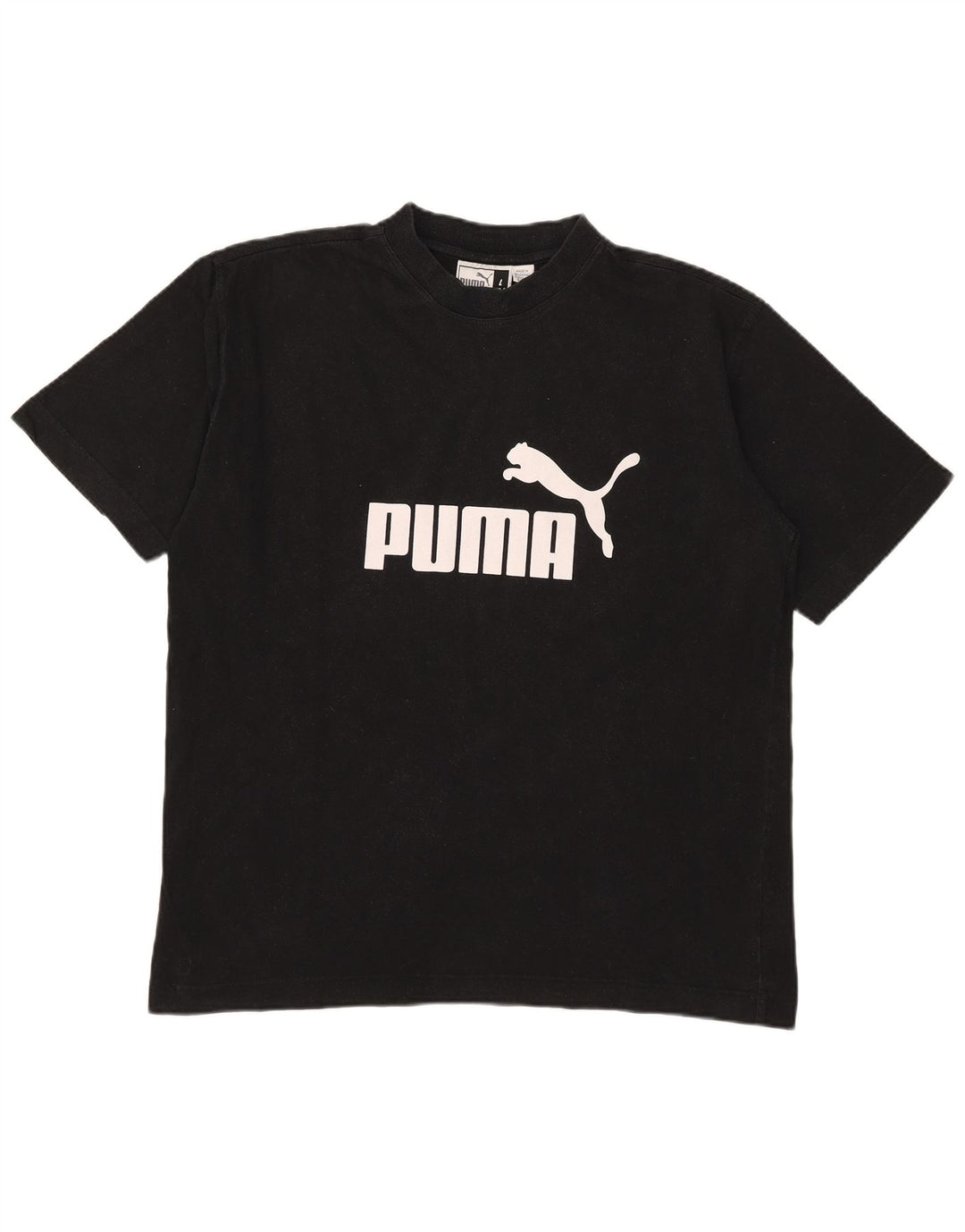 Puma Mens Graphic T-Shirt Top Grande Algodão Preto