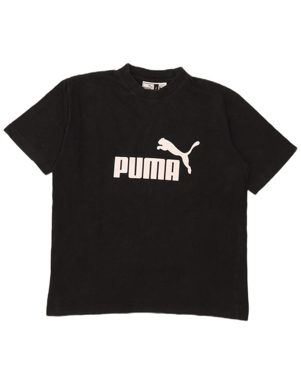 Puma Mens Graphic T-Shirt Top Grande Algodão Preto