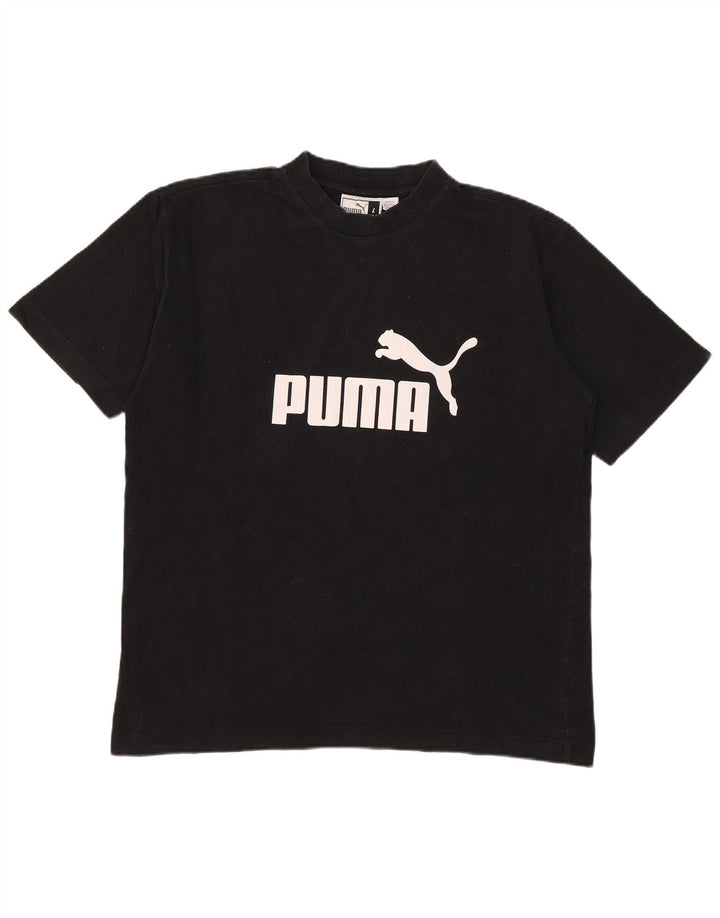 Puma Mens Graphic T-Shirt Top Grande Algodão Preto