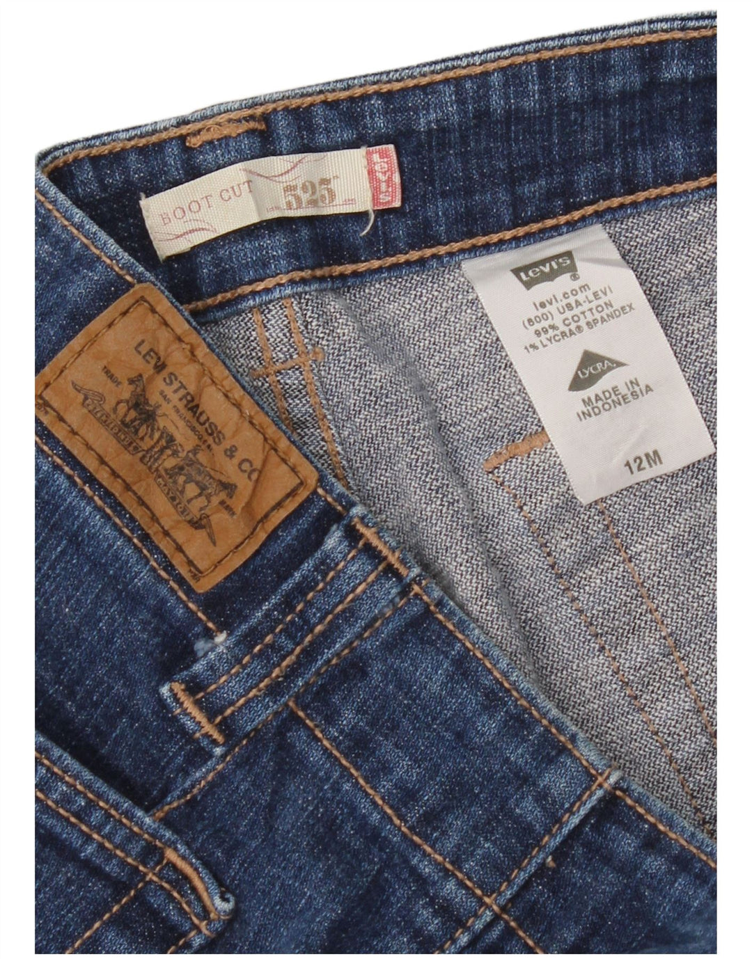 Calça jeans feminina Levi's 525 Bootcut US 12 grande W34 L32 azul algodão