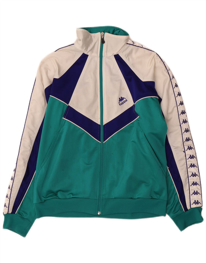 Jaqueta Kappa masculina com agasalho gráfico grande bloco colorido verde