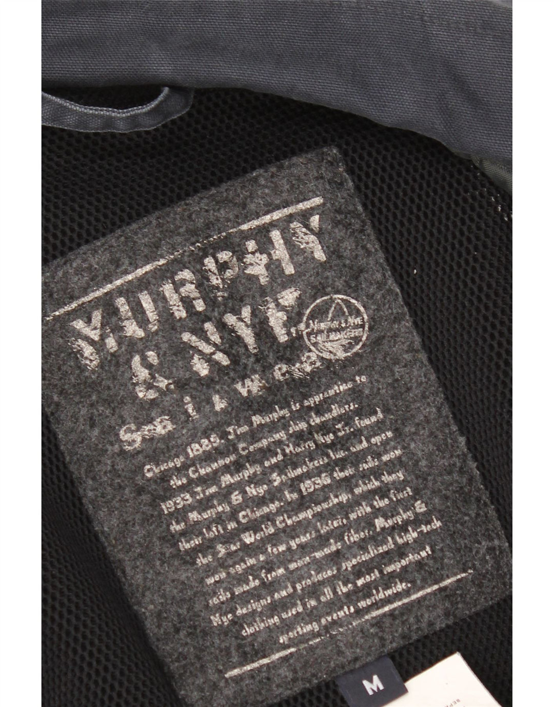 Jaqueta utilitária masculina Murphy & Nye Reino Unido 38 algodão azul marinho médio