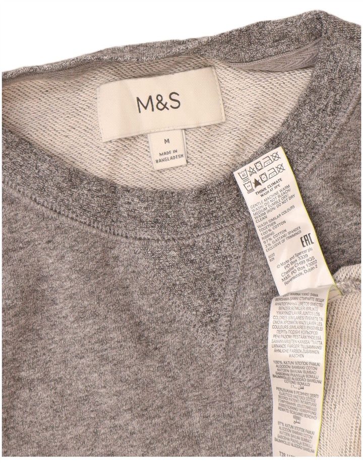 Suéter masculino Marks & Spencer de algodão cinza médio