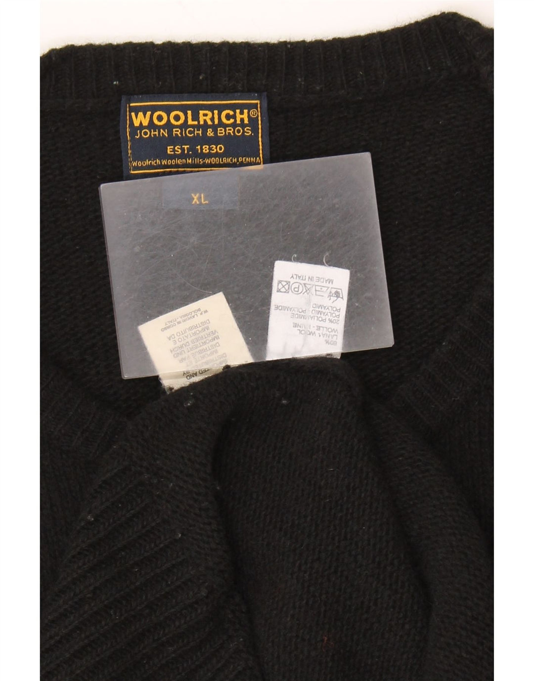 Suéter masculino Woolrich com gola redonda e lã preta XL