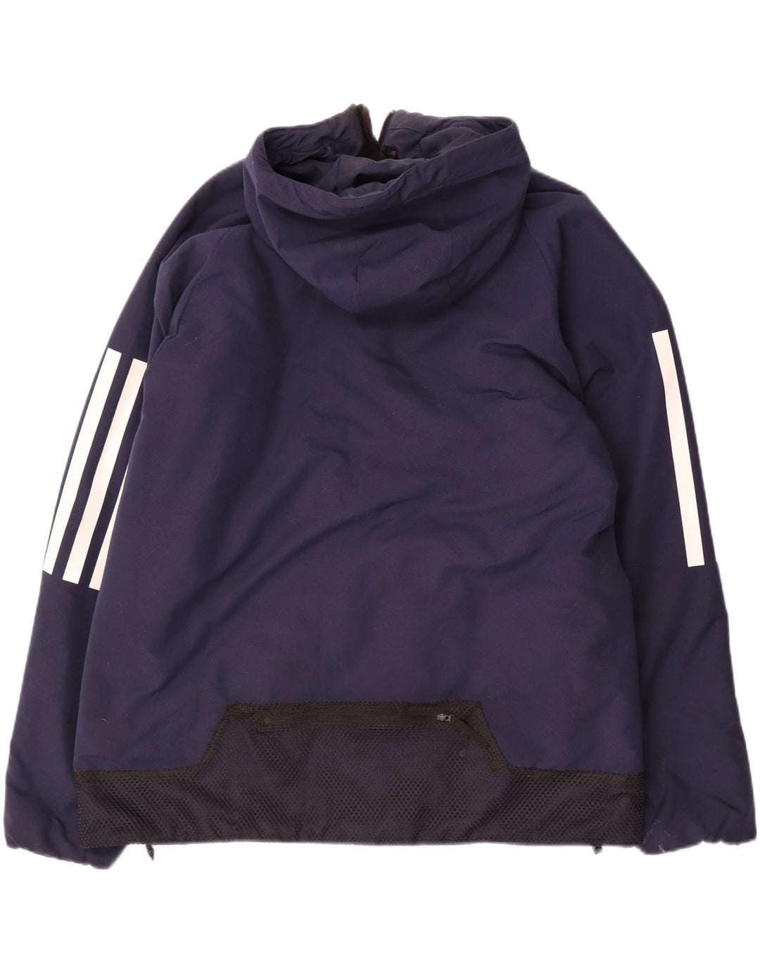 Jaqueta corta-vento masculina Adidas com capuz Reino Unido 40 grande poliéster azul marinho