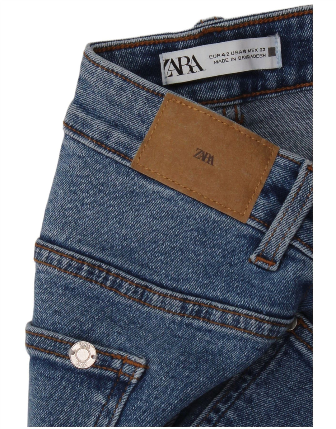 Calça jeans reta feminina Zara EU 42 grande W32 L27 azul