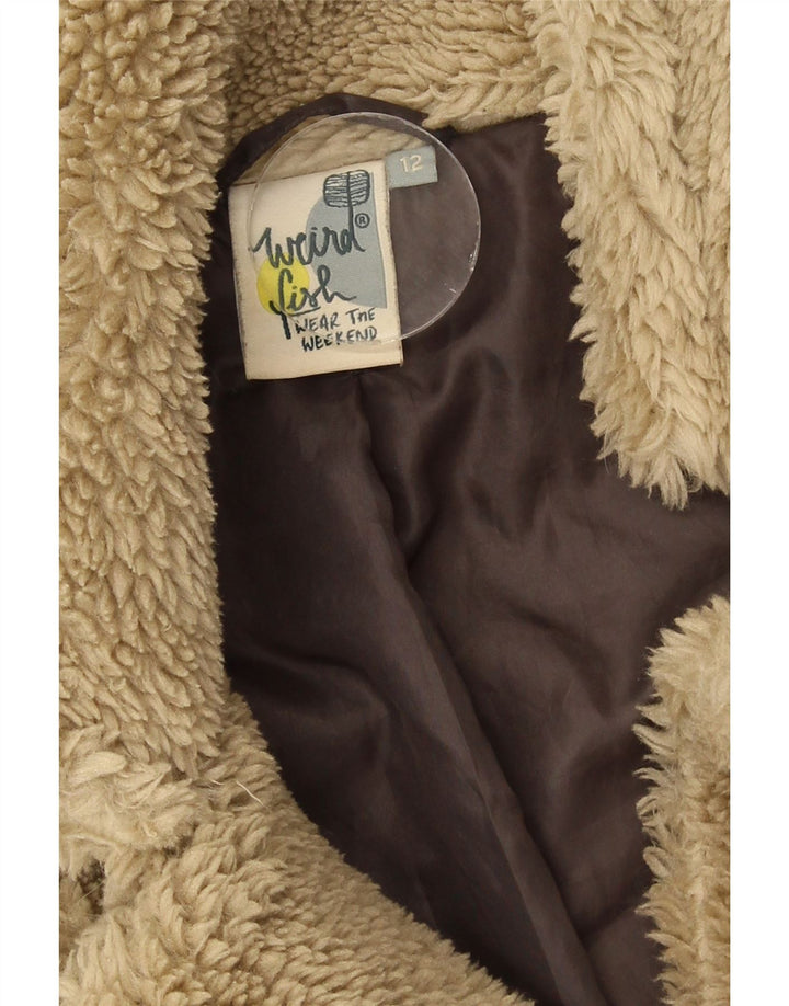 Jaqueta feminina de urso de pelúcia Weird Fish Sherpa Reino Unido 12 poliéster bege médio