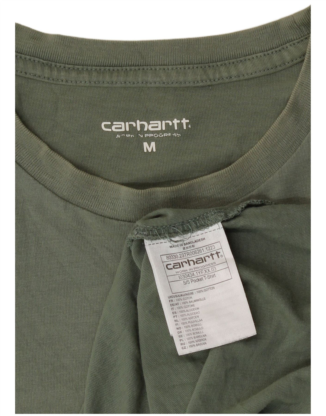 Camiseta masculina Carhartt de algodão verde médio