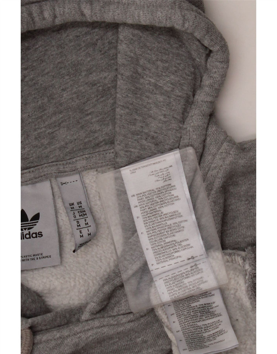 ADIDAS Mens Hoodie Jumper Médio Cinza Algodão Flecked
