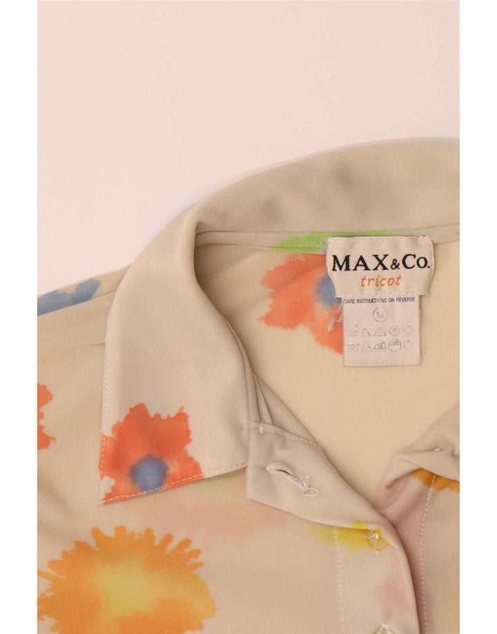 Blusa camisa feminina Max & Co. Reino Unido 12 médio off white floral